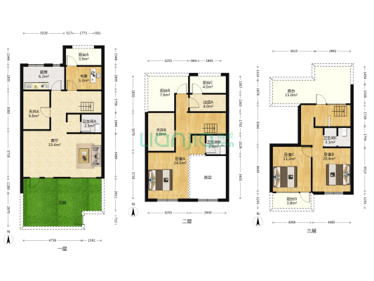 景瑞无双 4室1厅3卫 167平方