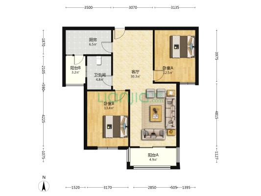 惠丰苑 2室1厅1卫 99平方