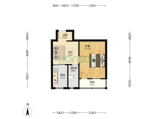 红星路171号 1室1厅1卫 50平方