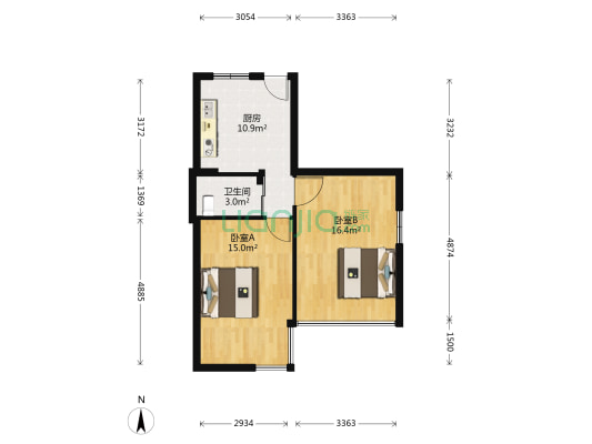 飞霞北路100号 2室0厅1卫 64平方