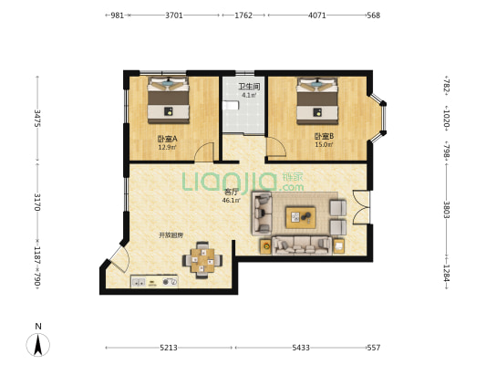 安泰苑 2室1厅1卫 90平方