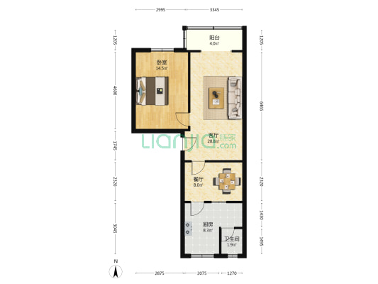 将军街49号 1室2厅1卫 67平方