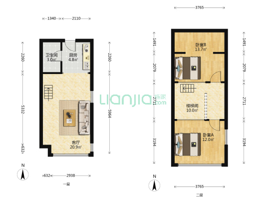 广垦天河1号 2室1厅1卫 49平方