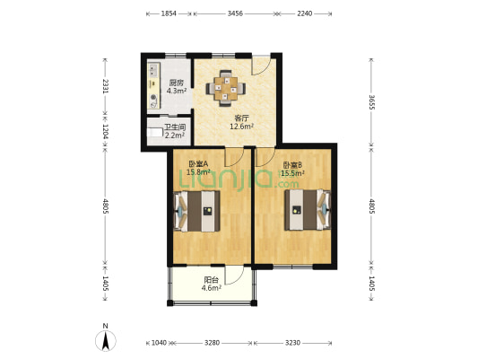劳工弄 2室1厅1卫 63平方