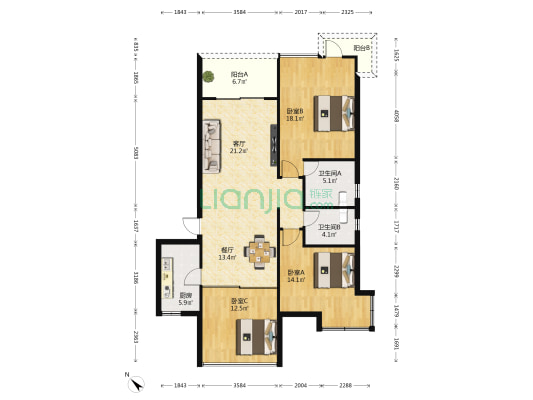 山林君悦 3室2厅2卫 125平方