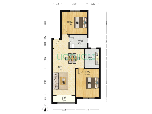 沙埭浜路74弄 2室1厅1卫 91平方