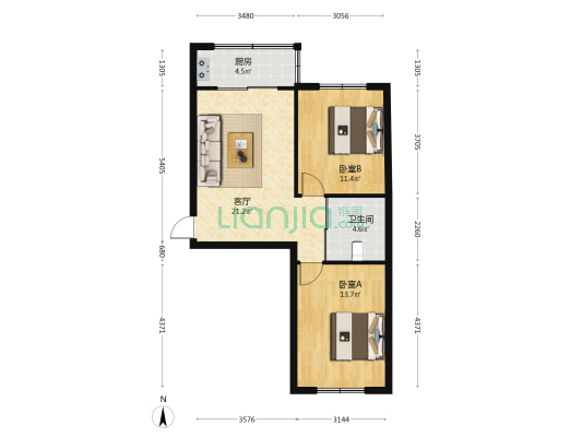 悦丽雅居 2室1厅1卫 71平方