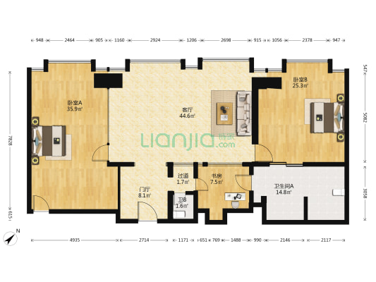 绿地中心 3室1厅2卫 264平方