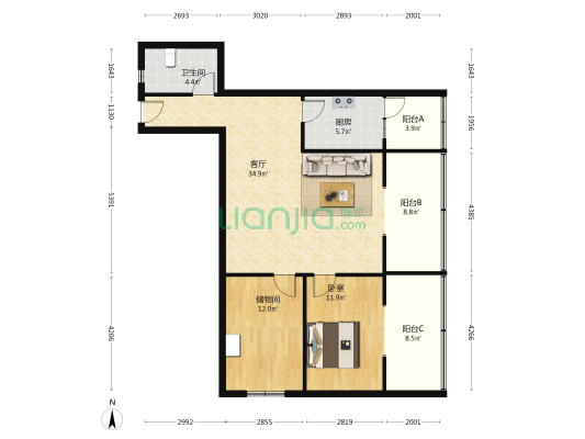 红布街正街11号 1室1厅1卫 105平方