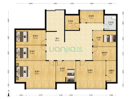 华邦国际 8室1厅1卫 224平方