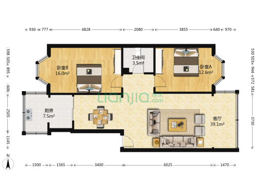 广厦公寓 2室1厅1卫 99平方