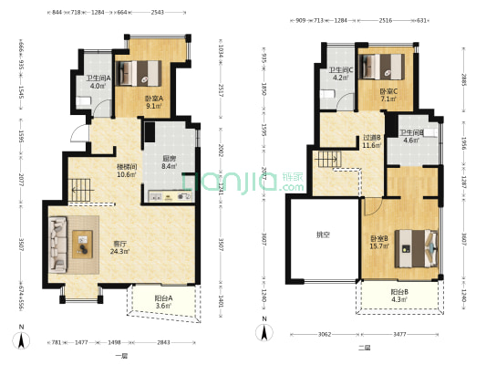 京彩未来家云墅 3室1厅3卫 138平方