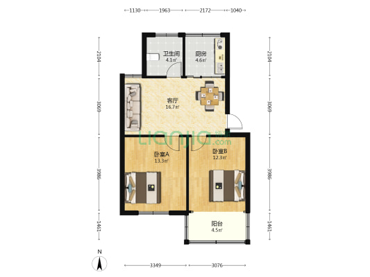 中兴小区(慈溪市) 2室1厅1卫 68平方
