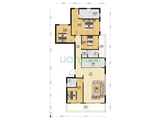 龙湖揽境 4室1厅4卫 184平方