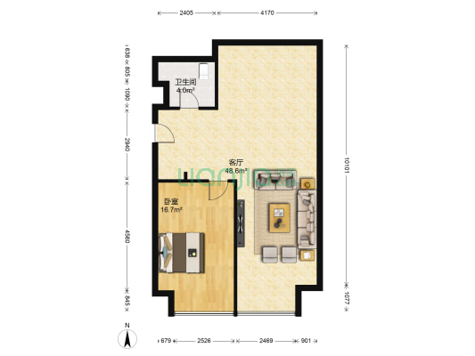 绿地缤纷城绿地之窗公寓 1室1厅1卫 111平方