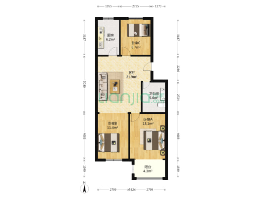 山水美地房源|户型图|小区车位|交通地址详情分析!
