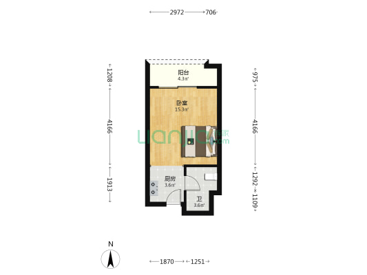 弘越大厦 1室0厅1卫 41平方