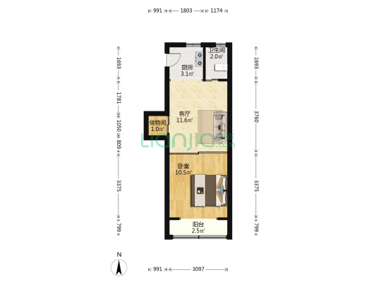 乳山二村 1室1厅1卫 39平方