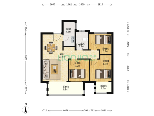 大正水晶森林 3室1厅1卫 89平方