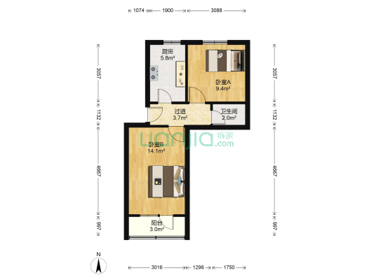 电机厂家属院 2室0厅1卫 43平方