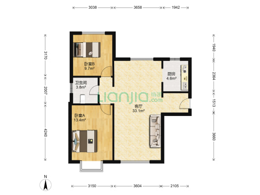 香雪苑 2室1厅1卫 96平方