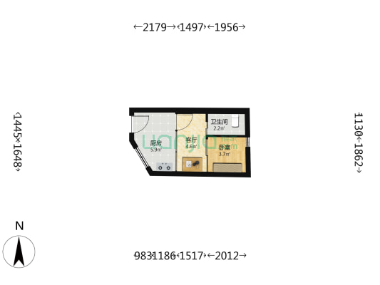 赵府街 1室1厅1卫 15平方