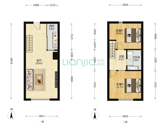 鑫源国际 2室1厅1卫 53平方