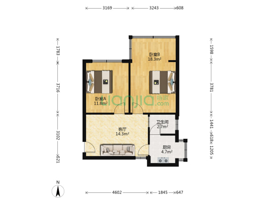 建筑巷 2室1厅1卫 63平方