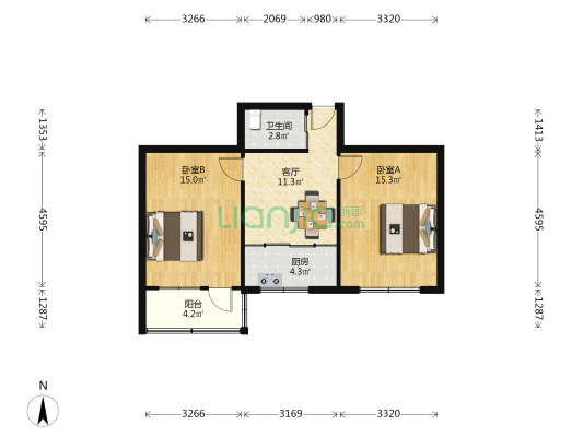 小园三村 2室1厅1卫 62平方