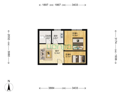 景雅公馆 2室1厅1卫 58平方