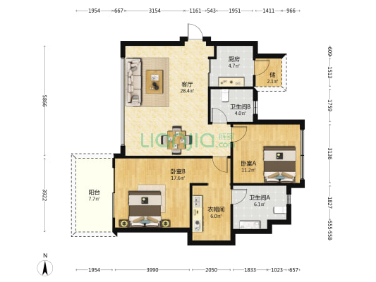龙溪悦府 2室1厅2卫 162平方