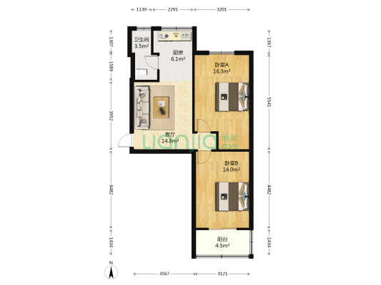 光明新村 2室1厅1卫 72平方