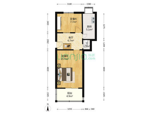 东大里 2室1厅1卫 50平方