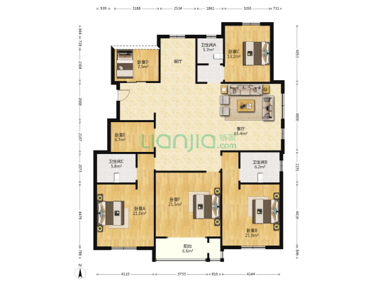 新汉城 6室1厅3卫 207平方