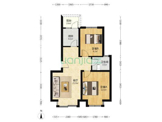 安心院 2室1厅1卫 69平方