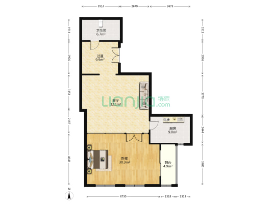 金海岸公寓 1室1厅1卫 139平方