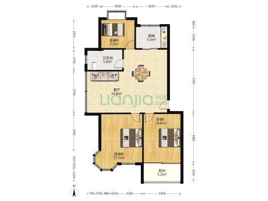 凤鸣半岛 3室1厅1卫 111平方
