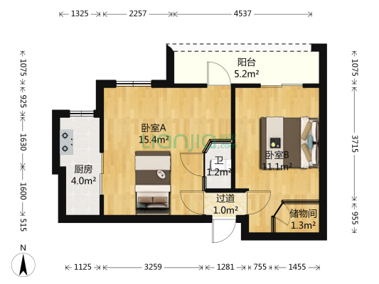 利伟商厦 2室0厅1卫 49平方