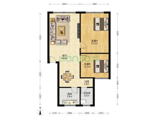 江东机械有限责任公司宿舍 2室1厅1卫 96平方
