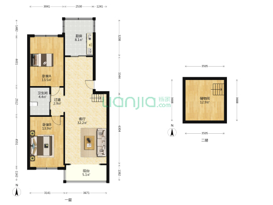 文竹家园 2室1厅1卫 98平方