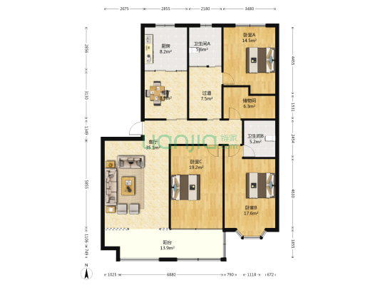 朝阳路260号院 3室2厅2卫 155平方