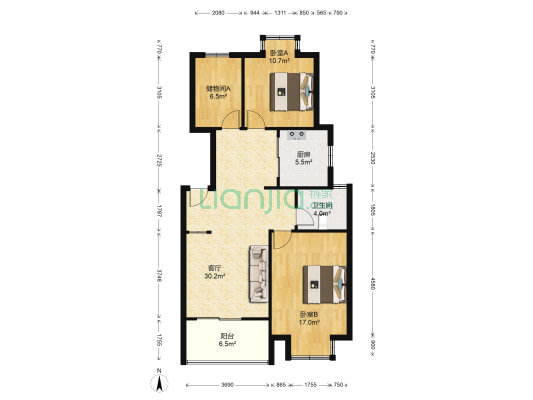 水乡嘉苑 2室1厅1卫 90平方