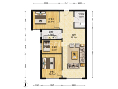 鸿坤理想湾经典南向小三居  中楼层采光好-涿州鸿坤理想湾北区户型图