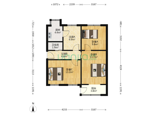 桃源路38号院 3室0厅1卫 72平方