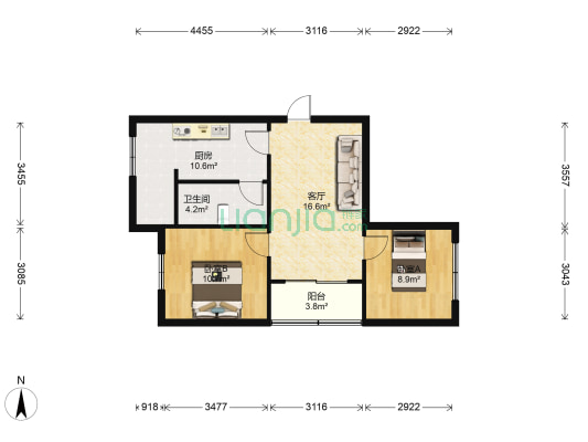 解放路社区 2室1厅1卫 64平方
