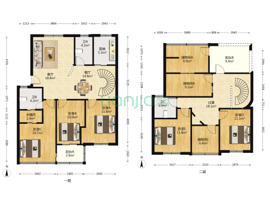 灵峰公寓北区 5室2厅3卫 174平方