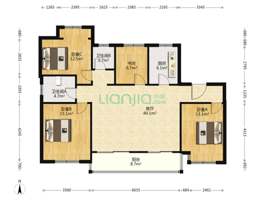 中交路劲璞玥风华 4室1厅2卫 128平方