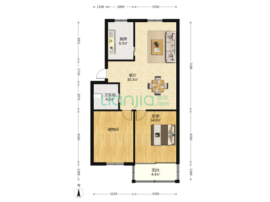 圆明新村 1室1厅1卫 90平方