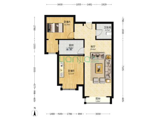 出售 香邑溪谷南向两居  楼层好 采光好 满二-户型图