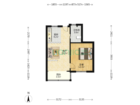 龙华路2373弄 1室1厅1卫 48平方